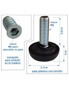 PATA PARA REGULAR ALTURA CON ROSCA M8