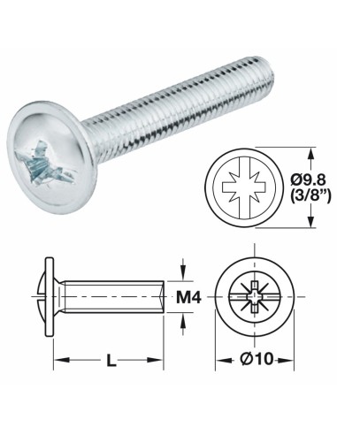 TORNILLO ROSCADO, CABEZA DE PLATO, DE ESTRELLA COMBINADA M4 - Ref: 50.101